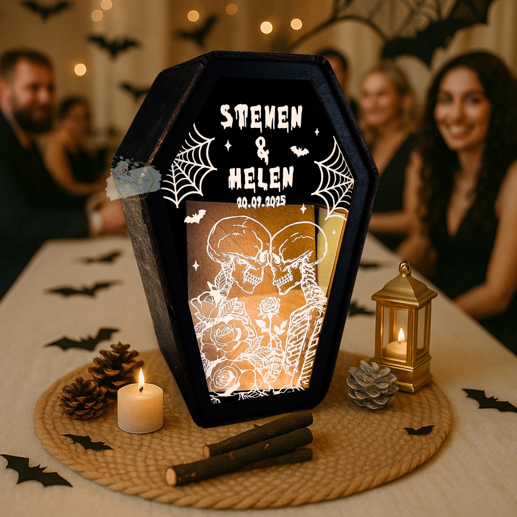 Gothic Wedding Card Box, Personalized Coffin Card Holder, Halloween ...