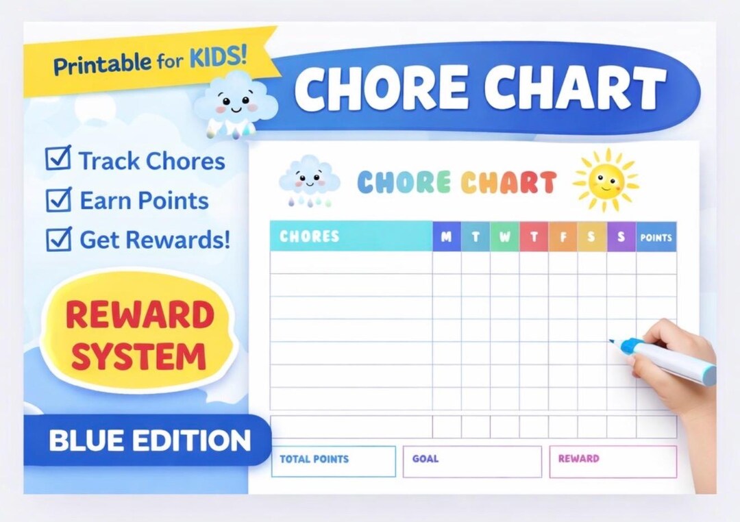 Kids Chore Chart | Printable Reward System, Daily Routine Tracker (PDF ...