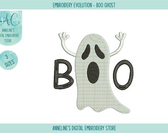 Boo Ghost Embroidery File Download, Haft Halloween, Pobieranie pliku cyfrowego
