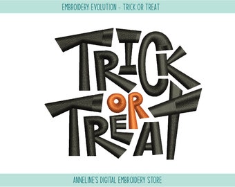Trick or Treat Halloween Embroidery design, Machine Embroidery file