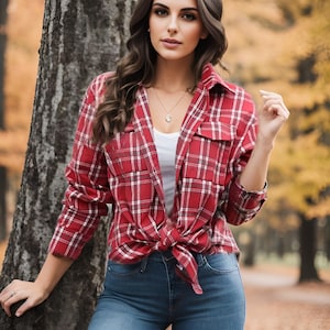 Cozy Plaid Tartan Shirt - Long Sleeve Button-Up - Tartan Blouse