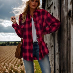 Sandy Plaid Button-Down Shirt: Soft Grunge Tartan Top