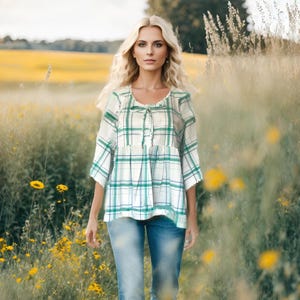 Handmade Cotton Peasant Blouse: Cottagecore Viscose Bohemian Tunic