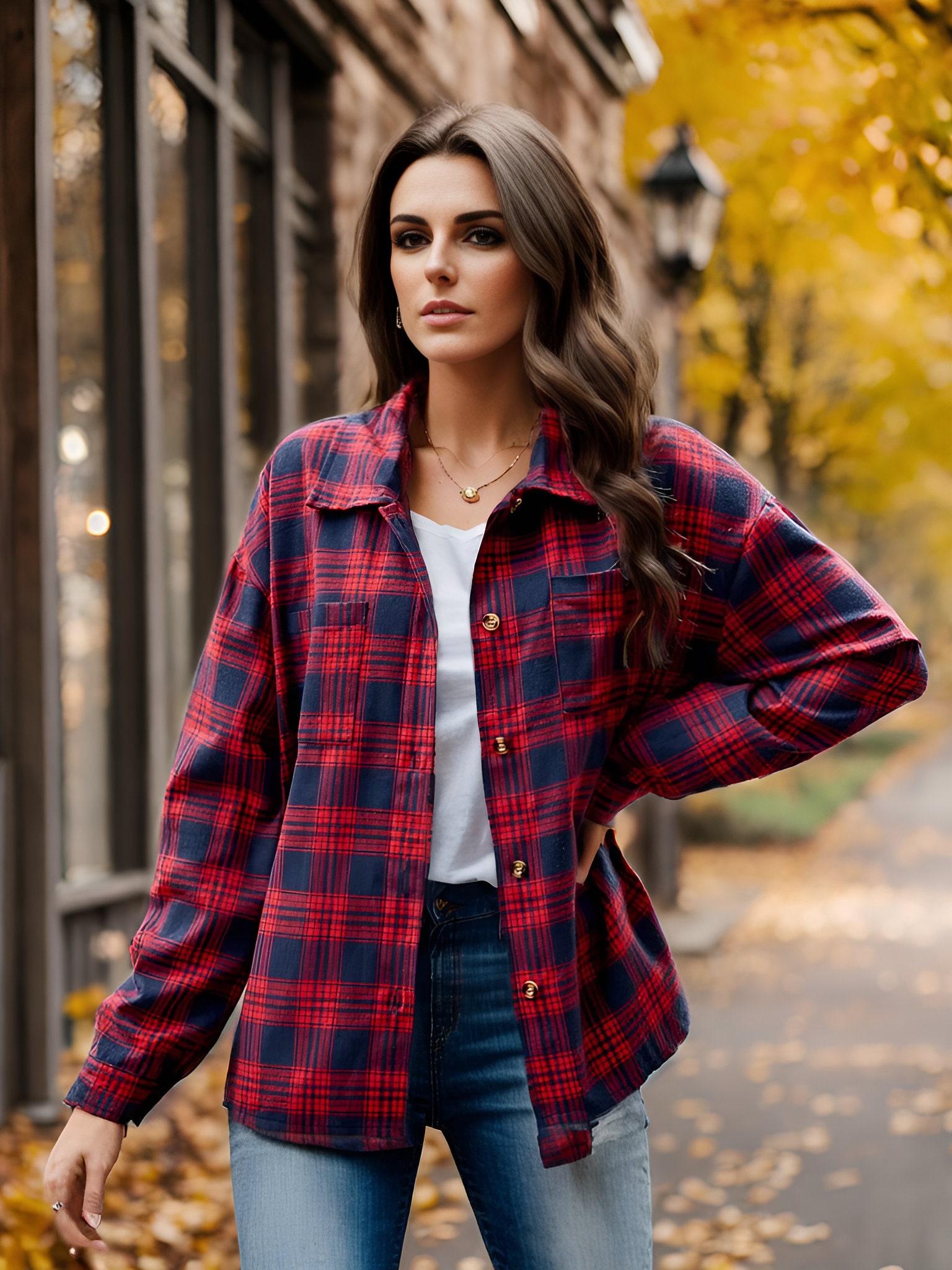 Dakota Plaid Flannel | Women's Oversized Shirt | Autumn Button