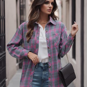 Suzie Cozy Flannel Plaid Shirt - Scottish Button-Up with Long Sleeves - Tartan Flannel Blouse - Christmas Flannel