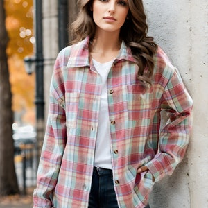 Cozy Flannel Plaid Shirt: Scottish Tartan Button-Up Blouse