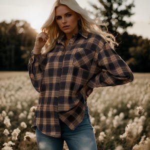 NEW Plaid Button-Down Shirt: Soft Grunge Tartan Top