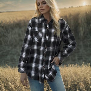 NEW Plaid Button-Down Shirt: Soft Grunge Tartan Top