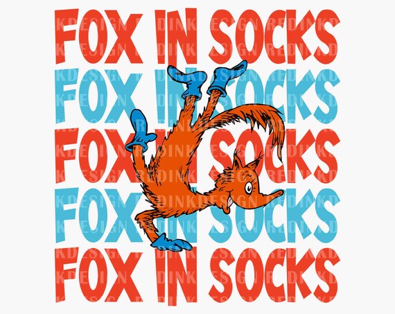 Fox In Socks Dr Seuss PNG, Read Children Book Png, Thing 1 Thing 2 Png, Love Cat In The Hat, Reading Day Gift Png