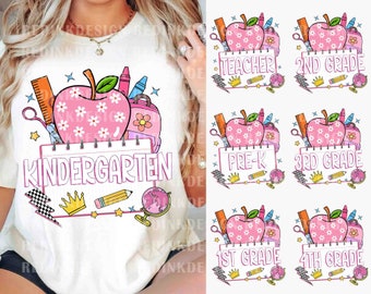 Back to School Bundle PNG, Kindergarten, First Day Of School, School Png, Retro PNG, First/Second/Third Grade Design, School Bundle Png