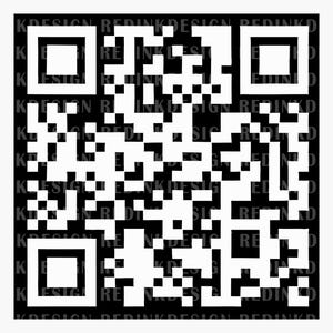 May include: Black and white QR code with the text "KDESIGN REDINK DESIGN REDINKD" repeated around the perimeter.