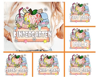Back to School Bundle PNG, School Bundle Png, Kindergarten, First Day Of School, School Png, Retro Png, First/Second/Third Grade Design
