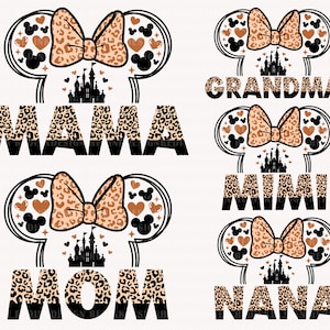Mama Mouse Leopard Bundle Svg, Family Vacation Svg, Mother&#39;s Day Svg, Vacay Mode Svg, Mama Shirt, Magical Castle Svg, Gift For Mom