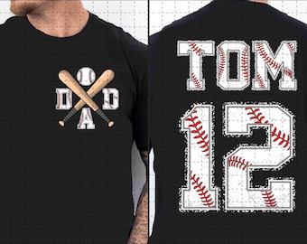 Personnalisation texte et numéro PNG, papa de baseball, chemise de papa de baseball personnalisée avec numéro et nom des enfants, sport, jour du match, saison de baseball png