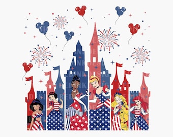 Happy 4th of July Png, Princesses 4th Of July  Png, Fourth Of July Png, American, Patriotic Png, Independence Day Png, Freedom Shirt Png