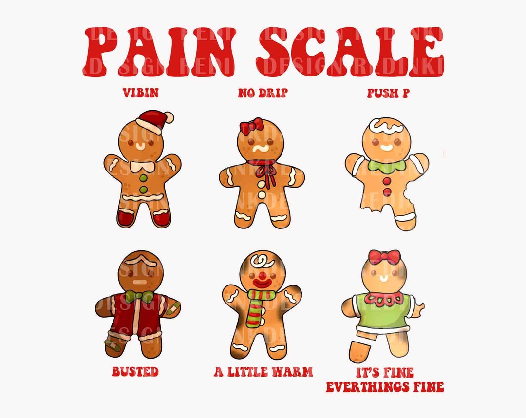 Pain Scale PNG, Christmas Nurse Png, Gingerbread Man Png, Merry