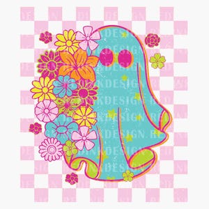 Scacchiera fantasma spettrale PNG, Stagione spettrale retrò PNG, Sublimazione floreale pastello di Halloween, Fantasma femminile con PNG, Disegno fantasma PNG