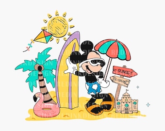 Hello Summer PNG, Family Vacation Png, Cute Mouse Png, Summer Trip Png, Summer Vibes Png, Vacay Mode Png, Beach Png, Digital Download