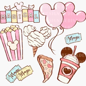 Magical Pastel Park Snacks PNG, Happiest Place On Earth Png, Magical Balloons Png, Mouse Snacks Png, Family Vacation, Magical Kingdom Png