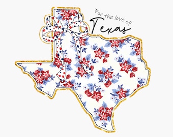 Texas Coquette Bow PNG, Trendy Coquette, Texas Home Png, Girly USA Png, Texas Lover Png, State of Texas Png, Coquette Floral Bow Png