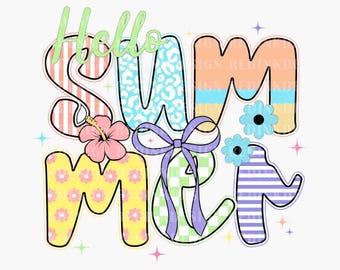 Summer Floral PNG, Retro Summer Png, Hello Summer Png, Coquette Summer Png, Beach Png, Summer Checkered Png, Summer Brushstroke Png