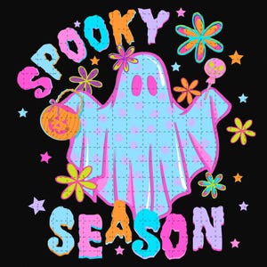 Spooky Season PNG, Cute Boo Ghost Floral Png, Boho Floral Halloween Png, Preppy Halloween Png, Spooky Season Png, Trending design Png