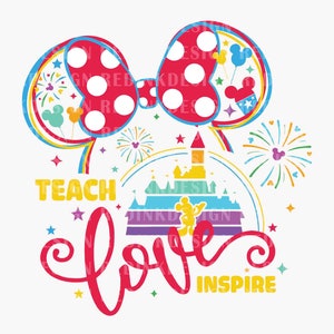 Teach Love Inspire SVG, Teacher Svg, Teacher Quotes Svg, Teacher Shirt Svg, Magical Castle Svg, Teacher Life Svg, Teacher Gifts, Mouse Head