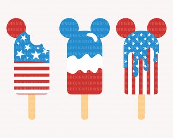 Happy 4th of July Svg, Mouse Ice Cream Svg, Fourth of July Svg, America, American Flag Svg, 1776 Svg, Independence Day Svg, Digital Download