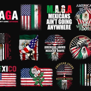 Bundle American Grown with Mexican Roots PNG, Mexican Patriotic Png, Mexican Flag Png, USA Flag Png, American Flag, Mexicana Latino Pride