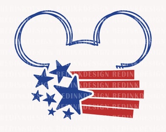 Mouse Head Star Svg, Happy 4th of July Svg, July 4th Svg, America, Fourth Of July Svg, American Flag Svg, 1776 Svg, Independence Day Svg