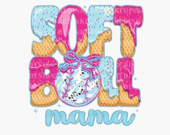 Softball Mama PNG, Softball Ice Cream Drip Png, Coquette Softball Mama Drip Png, Game Day Softball Png, Softball Mom Dripping, Softball Drip
