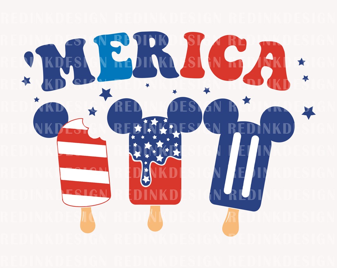 Merica Svg, Happy 4th of July Svg, Mouse Ice Cream Svg, Fourth of July