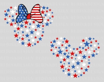 Bundle Mouse Head Star Doodle Svg, Fourth of July Svg, July 4th Svg, America, American Flag Svg, Independence Day Svg, Mouse Head Svg