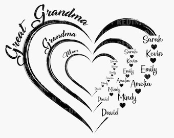 Corazón con nombre de niño, abuela y mamá (PNG), corazón personalizado (PNG), Día de la Madre (PNG), abuela y mamá (PNG), corazón de mamá (PNG), vida de mamá (PNG)