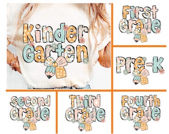 Retro Back to School Bundle PNG, First Day Of School, School Png, School Bundle Png, Kindergarten, First/Second/Third Grade Design