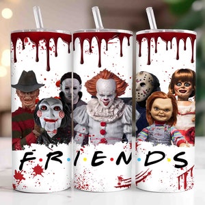 Halloween Friends Tumbler Wrap 20 Unzen PNG, Halloween Sublimationsdesign, 20 Unzen Skinny Tumbler Designs, Horror Charakter Tumble Png