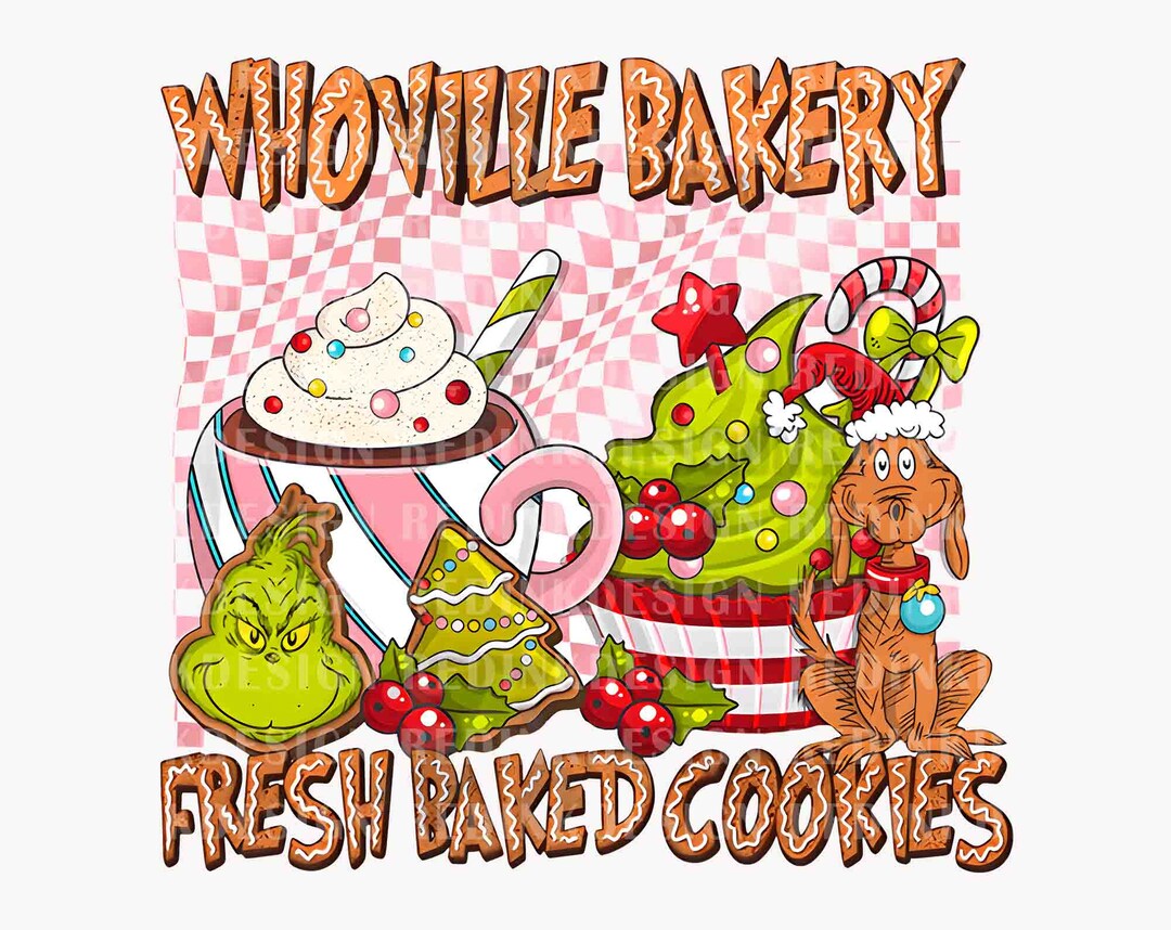 Bakery Fresh Baked Cookies PNG, Merry Grinchmas Png, Retro Christmas