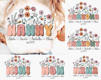 Personalization Kids Name Mama Floral PNG, Mama Floral Shirt, Nanny Floral Png, Mother's Day Png, Gift For Mom, Mother Day Gift Png