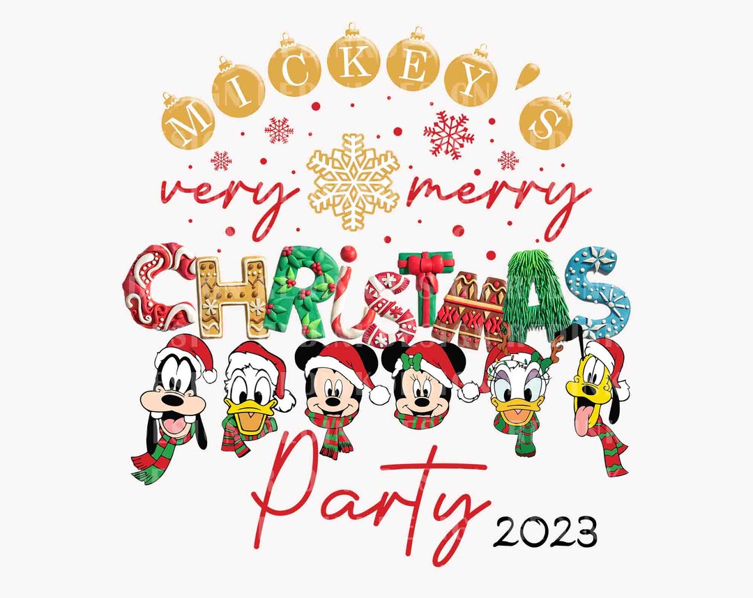 Very Merry Christmas Party 2023 PNG, Xmas Mouse and Friend Png, Merry Christmas Png, Christmas