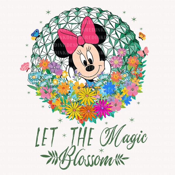 Let The Magic Blossom Png, Magic Blossom Png, Mouse Head Png, Flower and Garden Festival Png, Magic Kingdom Png, Family Vacation Shirt Png