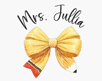 Custom Name Teacher PNG, Teacher Pencil Coquette Bow Png, Teach Love Inspire Png, Teacher Gifts, Back To School, Teacher Appreciation Png