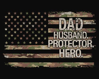 Dad Husband Protector Hero Png, Best Dad Ever Png, Camouflage Hunting Shirt Png, Army Dad Png, Camo Dad Png, Father's Day Gift