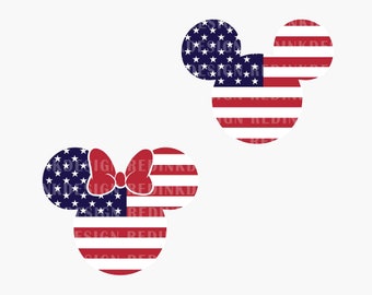 Bundle Happy 4th of July SVG, July 4th Svg, Fourth of July Svg, America, American Flag Svg, Independence Day Svg, Bundle Mouse Head USA Flag