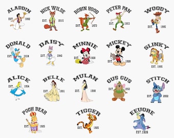 Bundle Cartoon Characters PNG, Family Vacation Png, Family Trip Png, Vacay Mode Png, Family Shirt Design, Mouse And  Friends, Princess Png