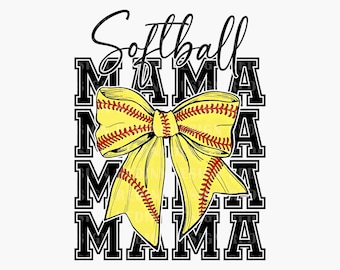 Softball Mama Png, Mother's Day Png, Softball Bow, Game Day Png, Cute Softball Png, Mama Coquette Png, Mommy Png, Best Gift For Mom Png