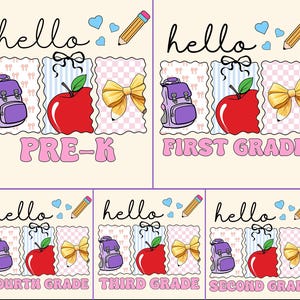 Coquette Back To School PNG Bundle, Preppy Back to School Png, Kindergarten Pre-K 1st 2d 3d Grade, First day Grade png, Teacher Girl Png