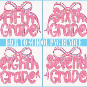 Preppy Back To School PNG Bundle, Coquette School First Day, Teacher PNG, Pink Bow Girly Png, Preppy School Png, Grade Bundle Png