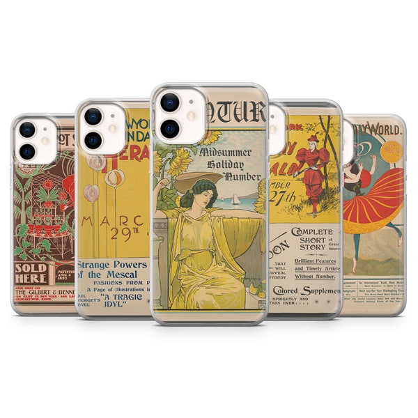 Vintage Newspaper Phone Case Aesthetic Cover fit for iPhone 14 Pro, 13, 12, 11, XR, 8+, 7 & Samsung S21, A50, A51, A53, Huawei P20, P30 Lite