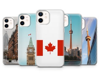 Canada Phone Case Toronto Cover adapté pour iPhone 15 Pro, 14, 13, 12, 11, XR, 8+, 7 et Samsung S24, S23, S22, A53, A51, Huawei P20, P30 Lite