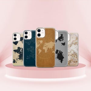 Weltkarte Historisches Design Cover passend für iPhone 16 Pro, 15, 14, 13, 12, 11, XR, 8+ & Samsung S24, S23, A53, A51, Huawei P30 Lite